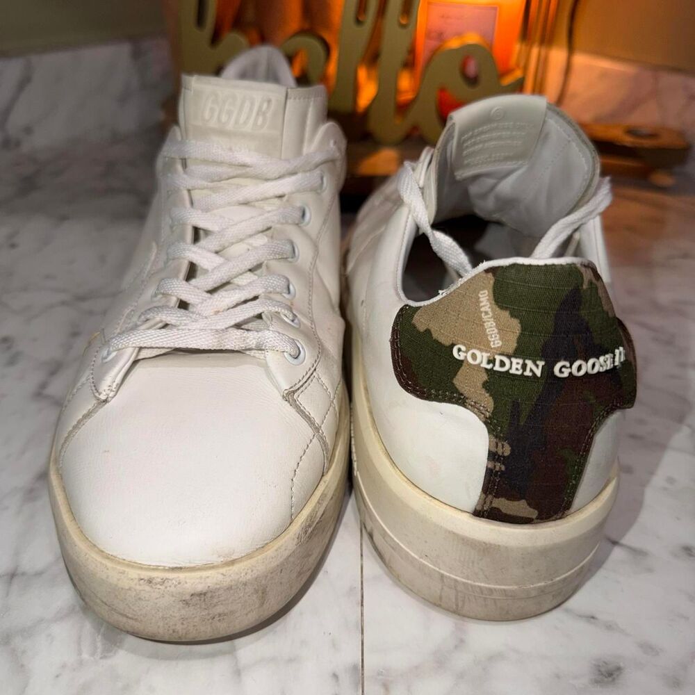 Golden Goose Purestar Sneakers White Camo Men's US 12 EU 45